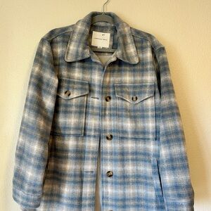 American Eagle Light Blue Plaid Coat
